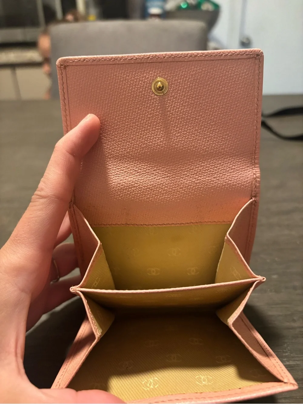 CHANEL Pink Compact Bi-Fold Wallet with CC Button